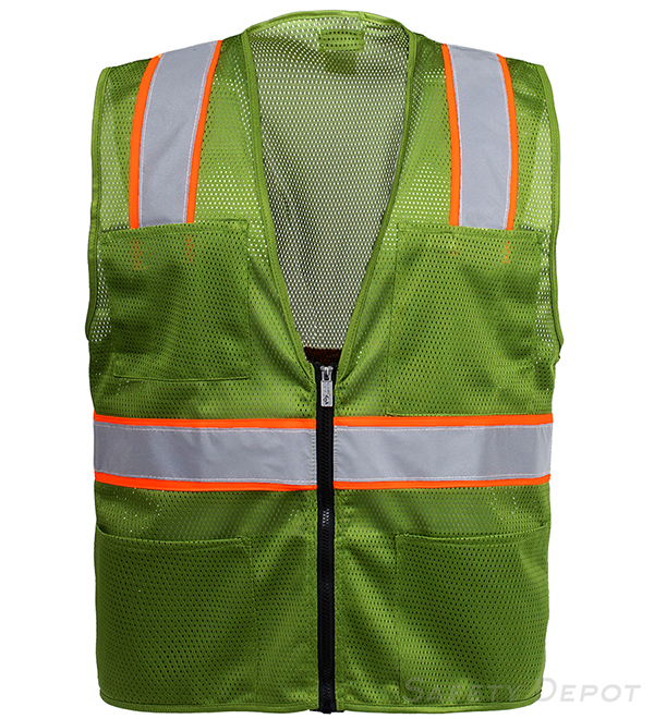 Olive Green Hi Visible Mesh Safety Vest MSD1001LTGreen